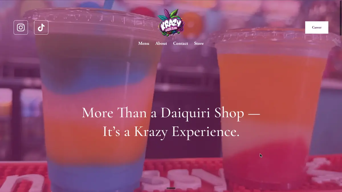 Krazy Daiquiri Island website before