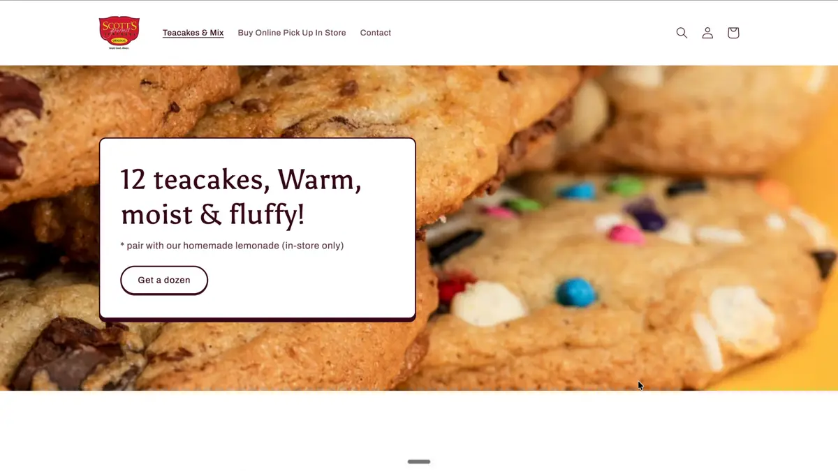 Scott's Gourmet Teacakes website before